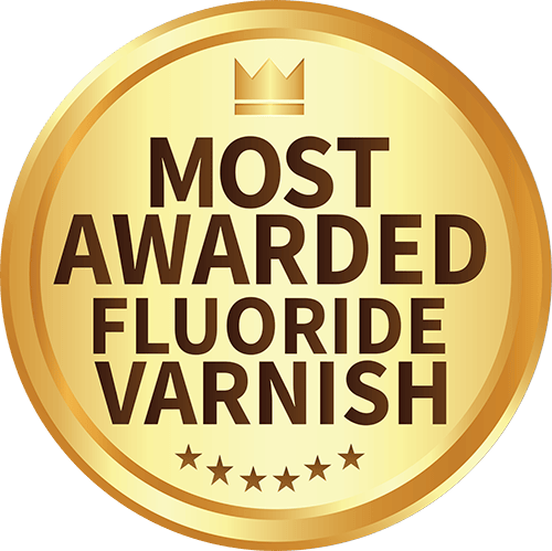 Medal with the text Most Awarded Fluoride Varnish on it